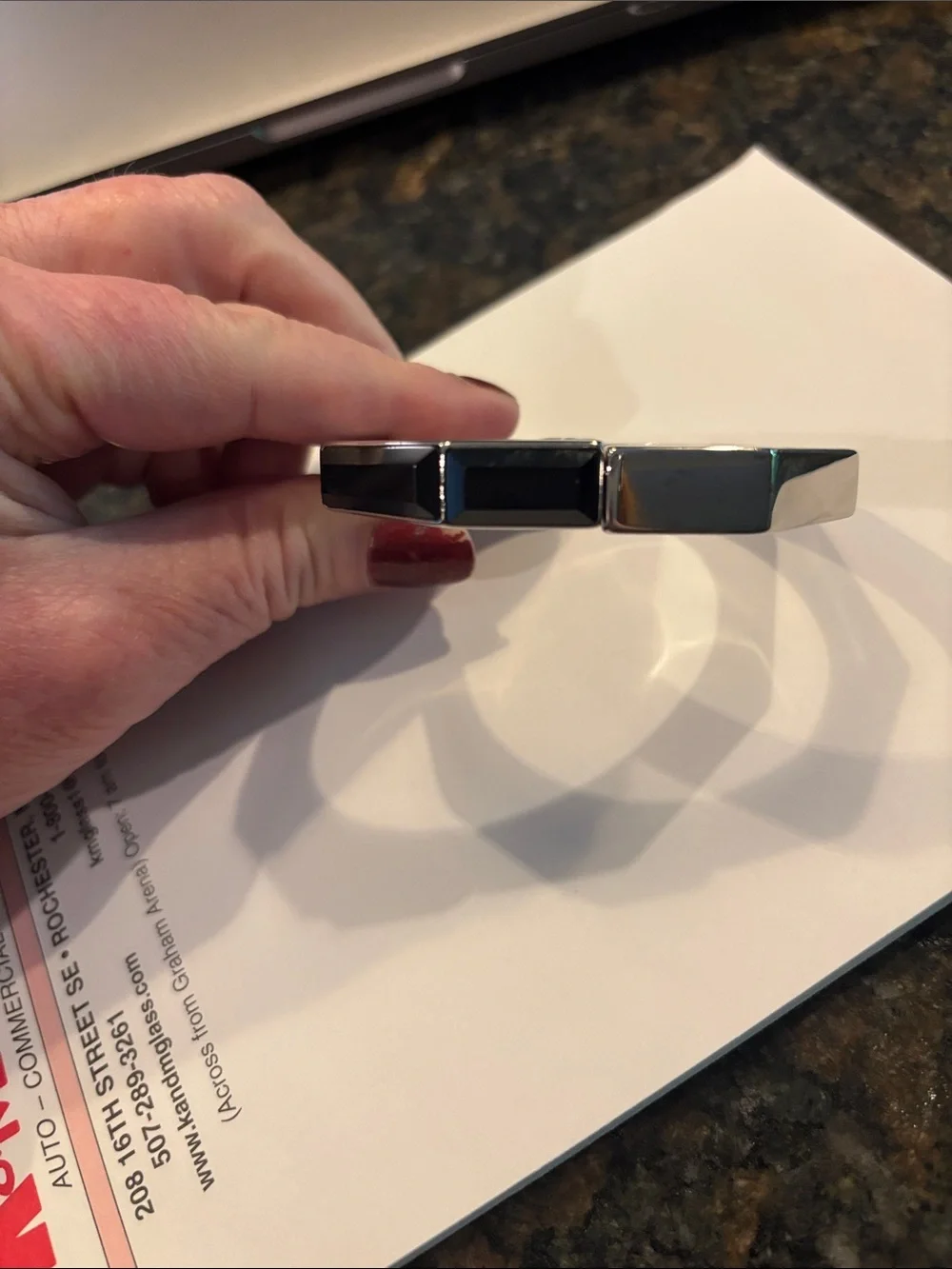 Vita Fede Silver Octagonal Bracelet with Black Inlay